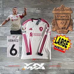 Adidas Liverpool FC Milos Kerkez #6 2025/2026 Long Sleeve Away Jersey New Large