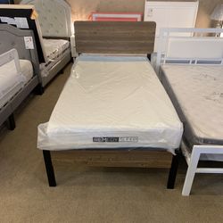 Brown Twin Metal Bed Frame 