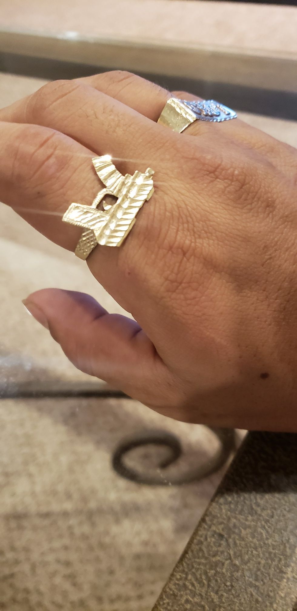 10K GOLD Tech 9 gun ring sz 11