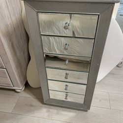 Silver mirrored Jewelry Cabinet 