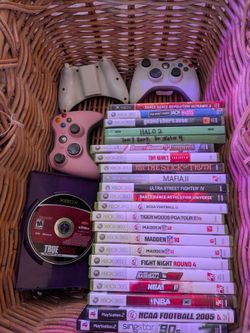 Huge Xbox 360 Game Lot (23 Games) + 3 Controllers & 2 Batteries