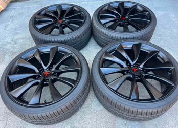 20” Tesla Model 3 Sport Stilleto Satin Black Wheels Rims Performance Factory Stock OEM 2017-2023