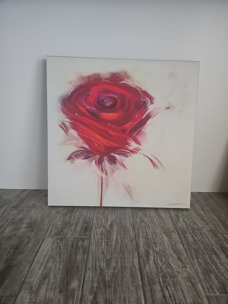Oil On Canvas Painting - Red Rose