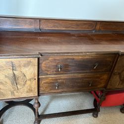 Antique Buffet Cabinet Style Solid Walnut Quality Furniture 