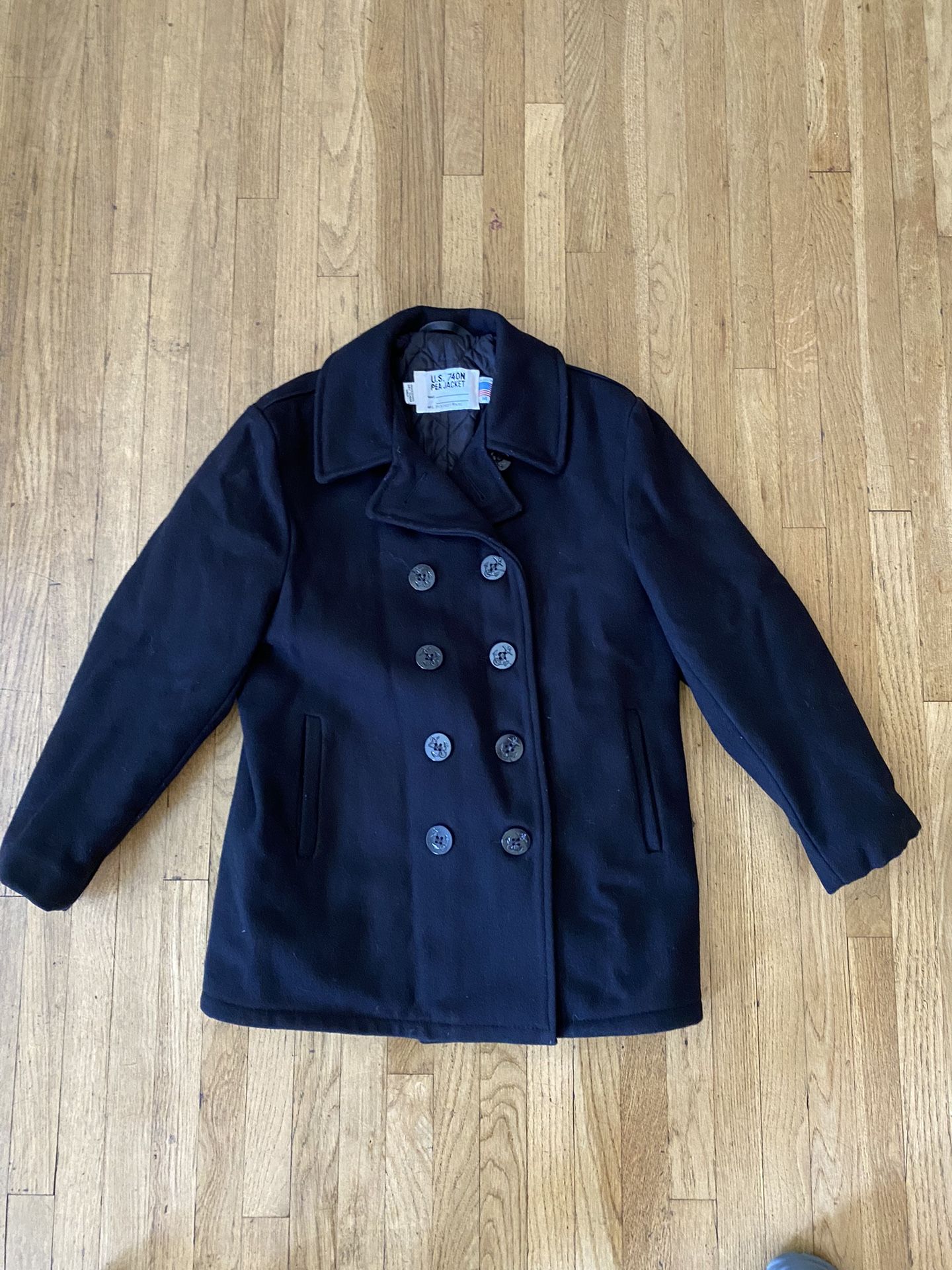 Schott NYC us 740n Peacoat Melton Peacoat Made USA Black Womens size 14