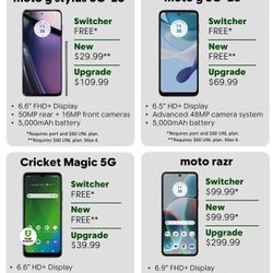 Free Phones, When You Switch To Cricket Today! Or Start New Service Today!