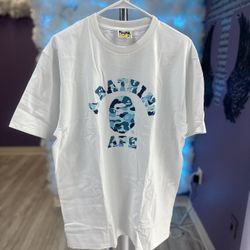 Bape Tee White College Camo Blue 