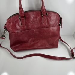 American Leather Co Genuine Leather Satchel Shoulder Bag Red Purse Handbag