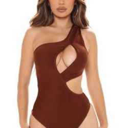 Cut Deep Bandage Bodysuit - Brown 