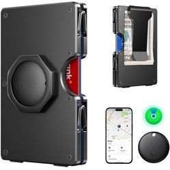 BIIGELL Wallet for Men - Air Tags Metal Wallet Work with Apple Find My(iOS Only), Mens Wallet with Removable Money Clip, RFID Blocking Credit Card Hol
