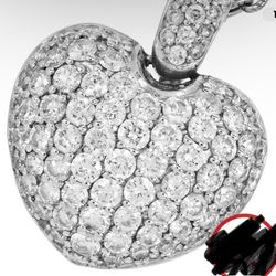 Estate 2.10cts Diamond 18K Gold Pave Setting Heart Pendant 5.3 Grams 