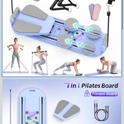 Pilates Board Pilates Reformer Set for Women, 7 in 1 Foldable Pilates Equipment with Timer, Portable Pilates Machine for Home Workout, Fitness, Exerci