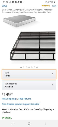 New in box twin 7.5inch smart box spring