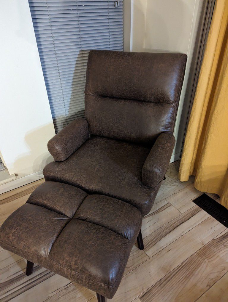 Vegan Leather Reclining Chair and Ottoman