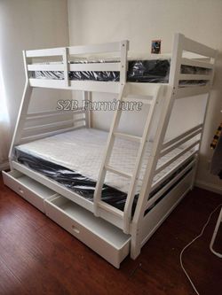 Twinfulll Size White Bunkb3d W Orthopedic Matres!!!