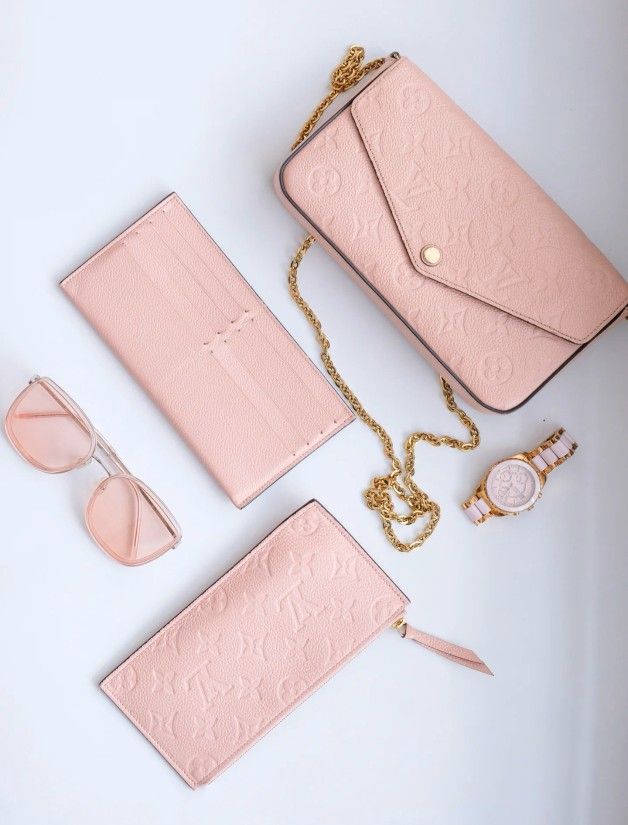 LOUIS VUITTON Empreinte Pochette Felicie Chain Wallet Rose
