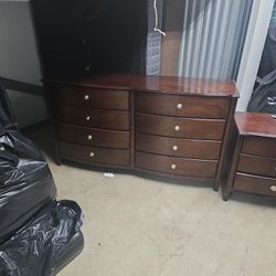 Dresser, Night Stand, Mirror, Headboard, Frame, Leather Coach, Tall Table, Four Chair, Bench, Etc