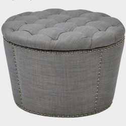 Grey Tan Storage Ottoman Seat Footstool Large