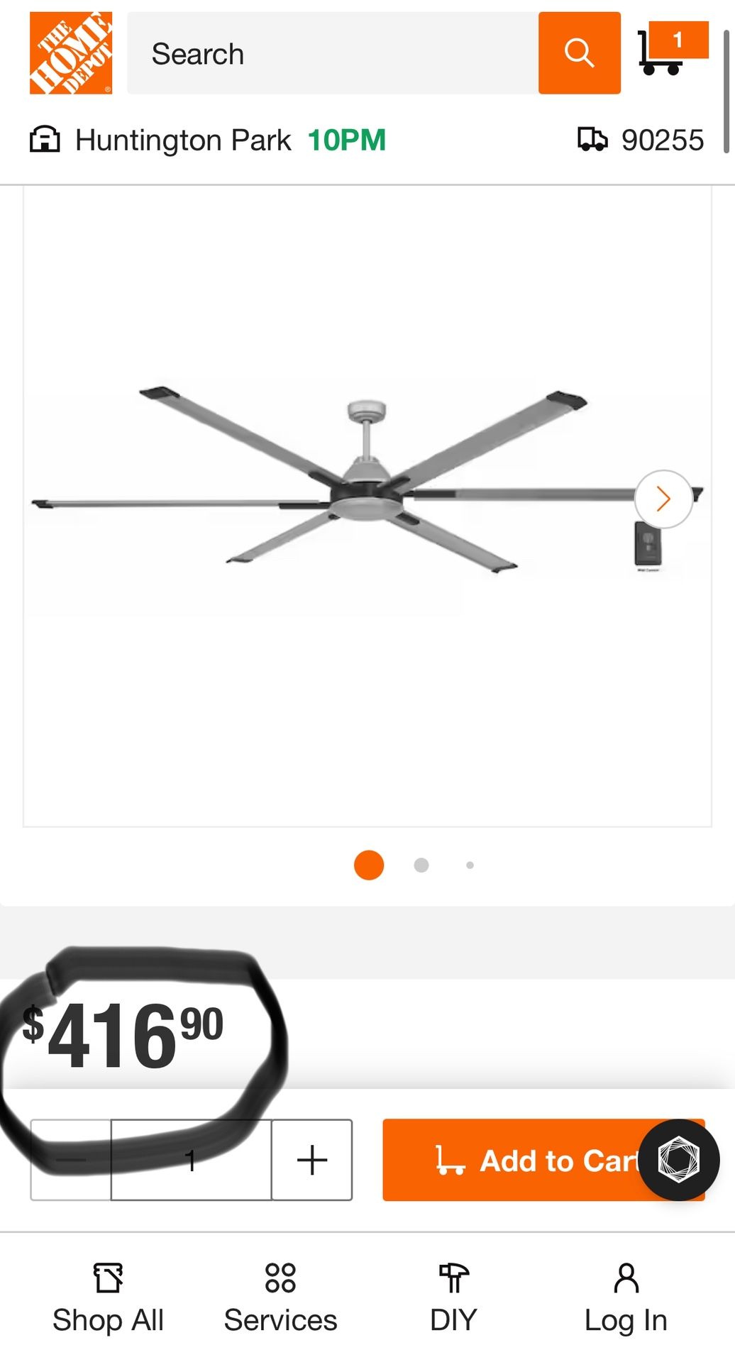 NEW Commercial Electric 8FT Ceiling Fan – High Velocity Indoor/Outdoor – Never Opened, Still in Box