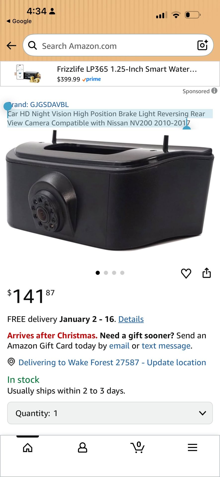 Car HD Night Vision High Position Brake Light Reversing Rear View Camera Compatible with Nissan NV200 2010-201