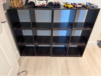 2 Cube Storage Shelves / Bookcases – Dark Wood