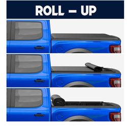 Truck Tonneau Cover 6ft Soft Roll-Up Bed Cover – Heavy Duty Black PVC Vinyl w/ Aluminum Frame & Mounting Hardware for Nissan Frontier 2005-2021 (Brand