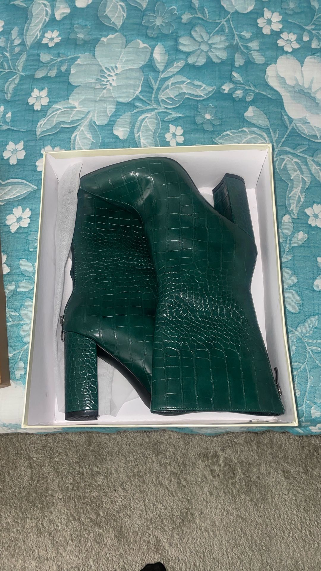 Crocodile Skin High Heel Boots