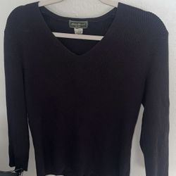 Vintage Black Eddie Bauer V-Neck Sweater Size Large