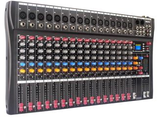New -GX16 Professional 16 Channel Bluetooth Audio Mixing Console - Studio and Live Performance Audio Mixer with Special Effects, USB, MP3, 48V Power, 