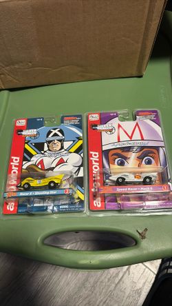 AW Auto World Silver screen Machines Electric Slot Car Racer X & Speed Racer.