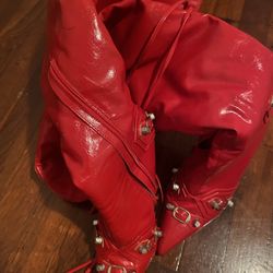 Red Thigh High Hills Lightly Used 