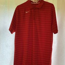 Nike mens dri fit victory golf polo red striped shirt size large DD2190 657
