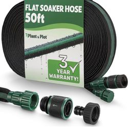 Flat Soaker Hose 50ft Leakproof Quick Connect