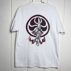 Rare Surf Graphic T Shirt Mens Size L White Surfboard Back Print Short Sleeve