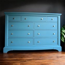 modern coastal refinished large 9 drawer dresser 