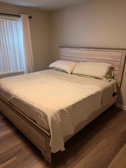 **MUST GO ASAP** - King Size Headboard, Footboard, Bed Frame, Box Spring, and Mattress