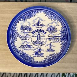 Vintage blue transferware Nebraska souvenir plate