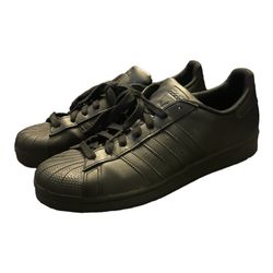 Adidas Superstar Men’s 10.5 Black Leather Sneakers 