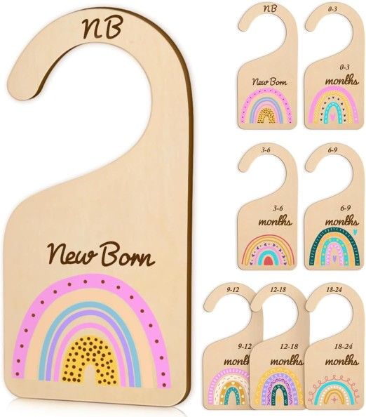 Rainbow Wooden Baby Closet Dividers Clothes Organizer from Newborn to 24 Months