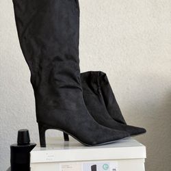 Black Knee High Boots – Size 8.5 Wide Calf (New)