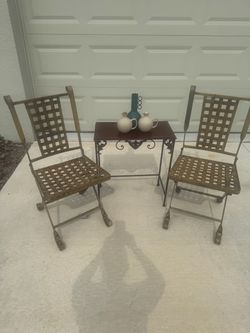 Wrought Iron Folding Patio Bistro Set