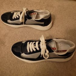 Prada Patent America Sneakers Royal/Silver