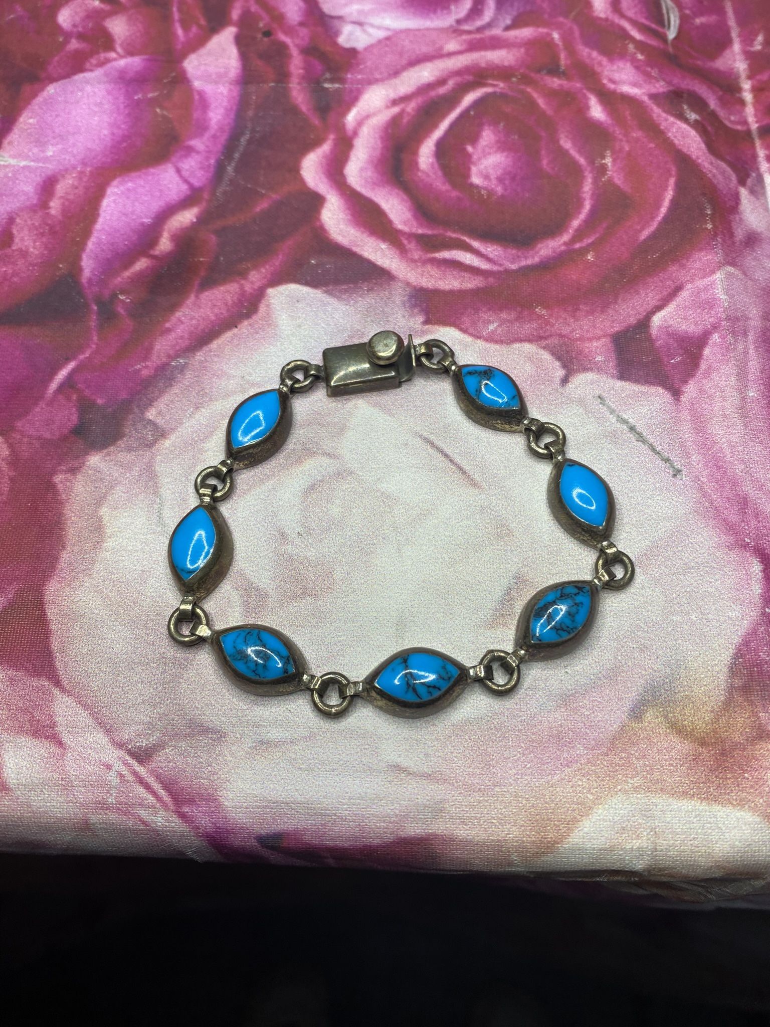 Vintage 925 Mexico Turquoise Bracelet 