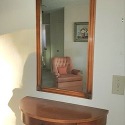 Wall Mirror with Coordinating Demilune Shelf 