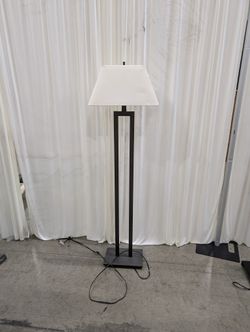 Minimalist Bronze Metal Floor Lamp with Fabric Shade