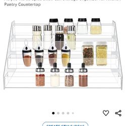 WUIVIUT Spice Rack Organizer For Cabinet, 1 4/5 in/Tier Acrylic Tiered Spice Shelf Can Storage Organizer for Kitchen