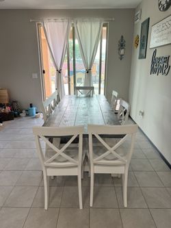 Custom Made Solid Wool Farmhouse Table With Bench