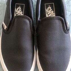 Black Leather Vans Youth Size 4