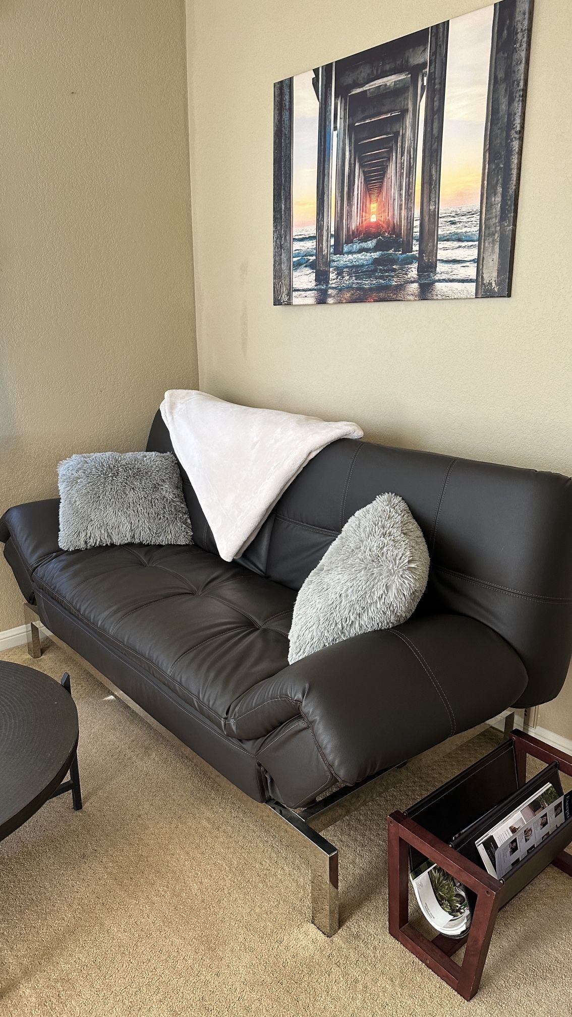 Beautyrest Leather Futon Lounger