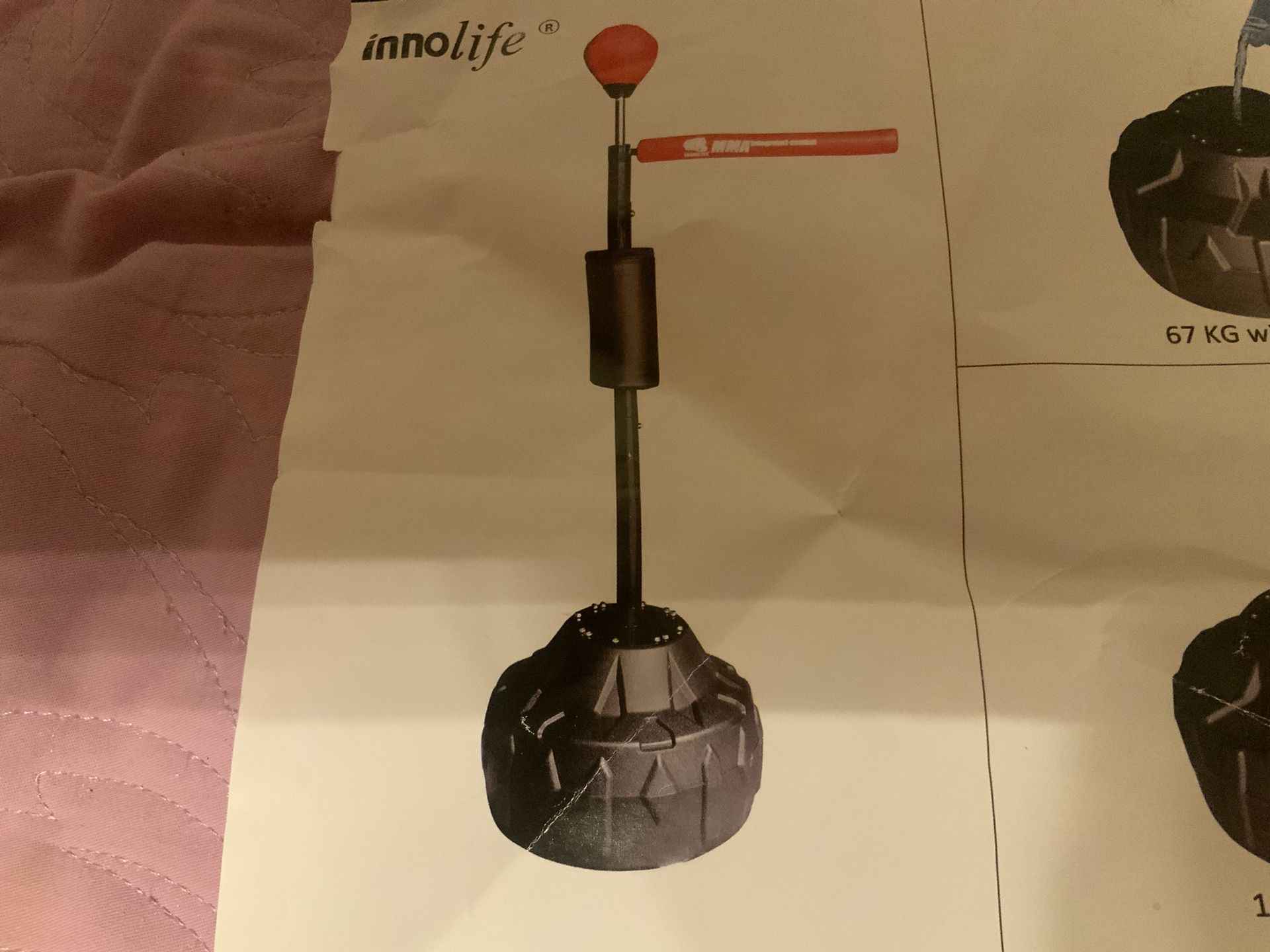 Solid Refle Bag Boxing Speed Trainer Punching Bag Spinning Bar, Training Boxing Ball with Reflex Bar Free Standing, 45-80in Adjustable Height, for Adu